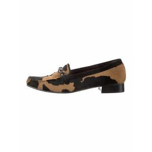 Stuart Weitzman Black and Tan calf hair loafers